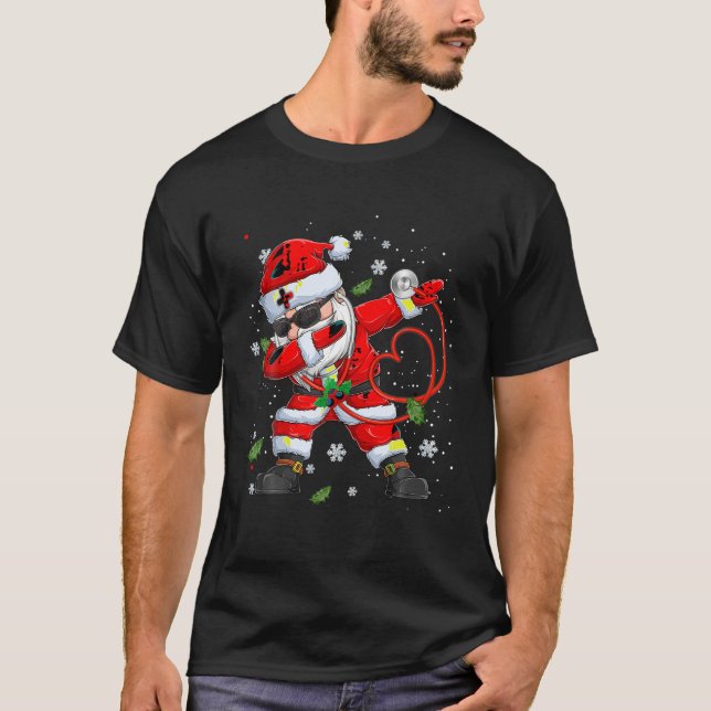 Dabbing Santa Navidades Scrub Tops Women Funny Nur (Anverso)