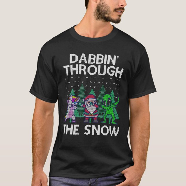 Dabbing Santa Unicorn Alien Ugly Christmas Sweater (Anverso)