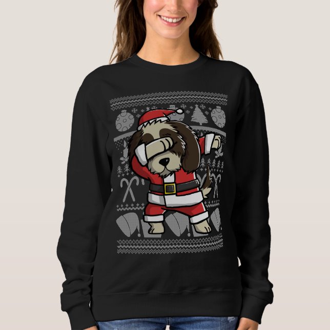 Dabbing Shih Tzu Navidades feos Sweater Graphic (Anverso)