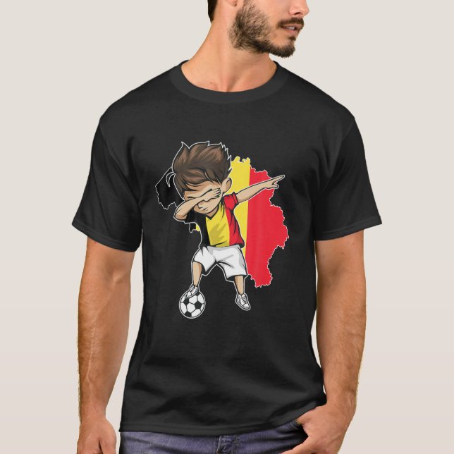 Dabbing Soccer Boy Belgium Jersey - Belgium Map Fl (Anverso)