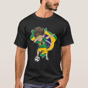 Dabbing Soccer Boy Brazil Jersey - Bandera del map