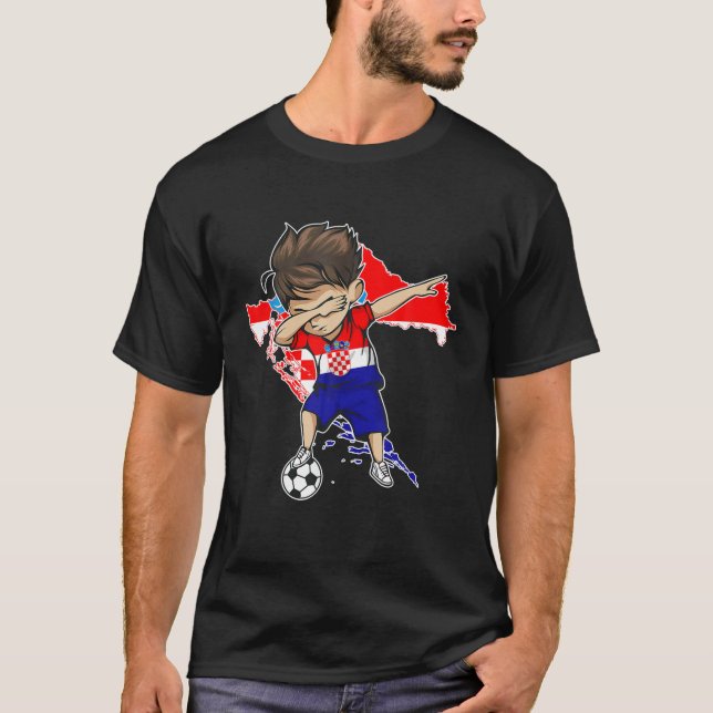 Dabbing Soccer Boy Croatia Jersey - Mapa de Croaci (Anverso)