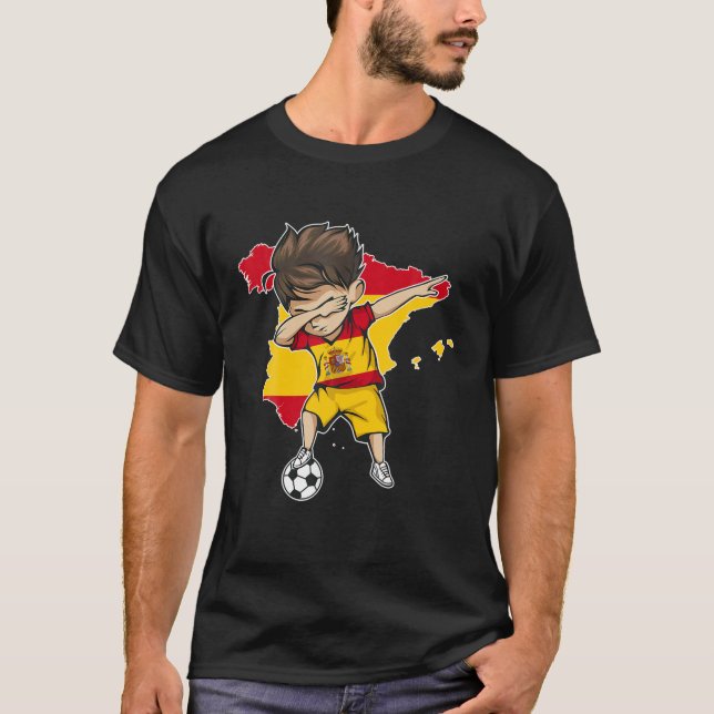 Dabbing Soccer Boy España Jersey - Bandera de mapa (Anverso)