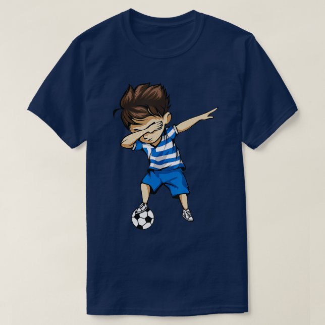 Dabbing Soccer Boy Greece Jersey Greek Football Gi (Diseño del anverso)