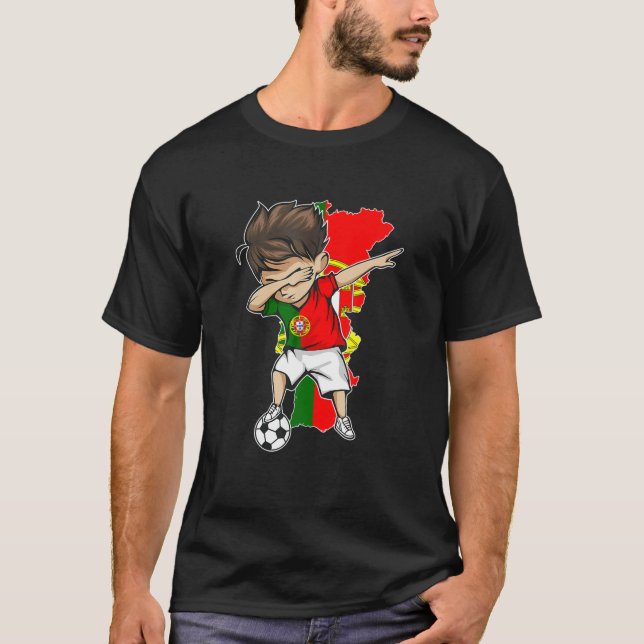 Dabbing Soccer Boy Portugal Jersey - Portugal Mapa (Anverso)