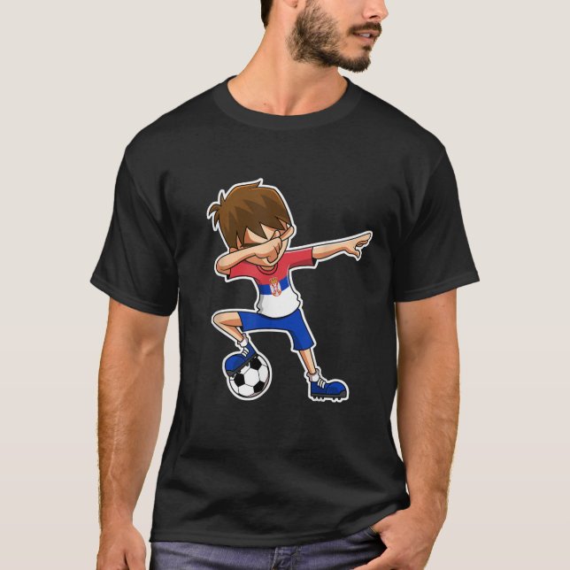 Dabbing Soccer Boy Serbia Camisa Bandera serbia Je (Anverso)