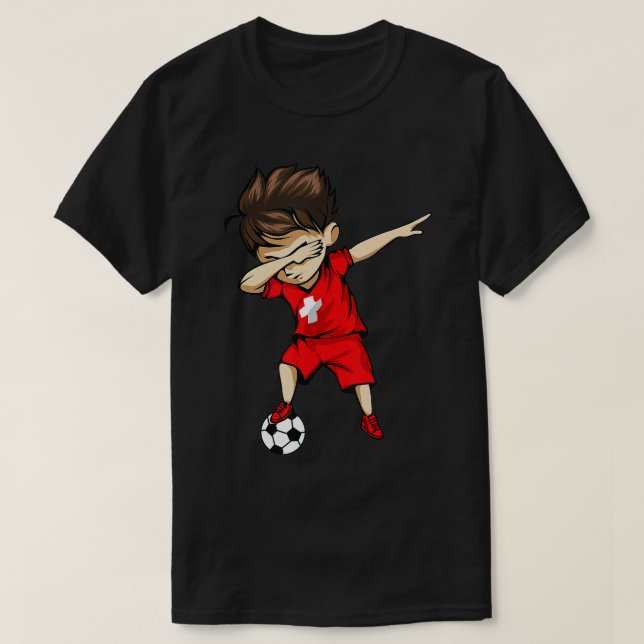 Dabbing Soccer Boy Switzerland Jersey   Swiss Foot (Diseño del anverso)