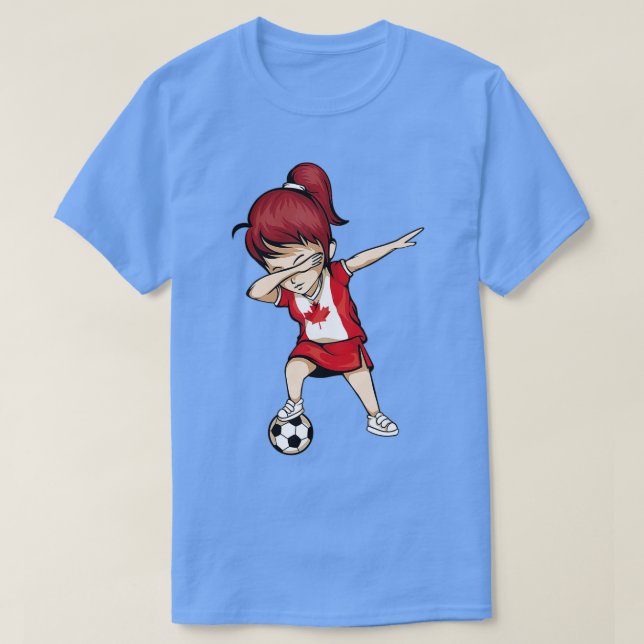Dabbing Soccer Chica Canada Jersey - Canadian Foot (Diseño del anverso)