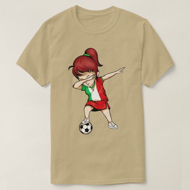 Dabbing Soccer Chica Italy Jersey - Italiano Footb (Diseño del anverso)