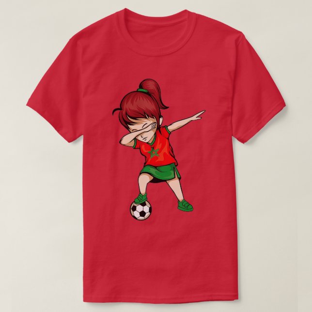 Dabbing Soccer Chica Morocco Jersey - Moroccan Foo (Diseño del anverso)