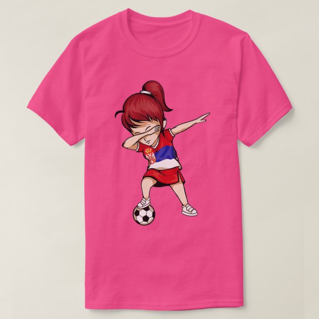 Dabbing Soccer Chica Serbia Jersey - Fútbol serbio (Diseño del anverso)