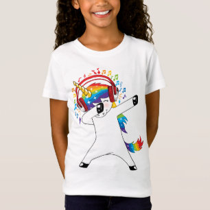 Dabbing Unicorn escucha música - camiseta unicorni