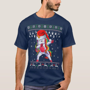 Dabbing Unicorn Santa Sweater Navidades feos niños
