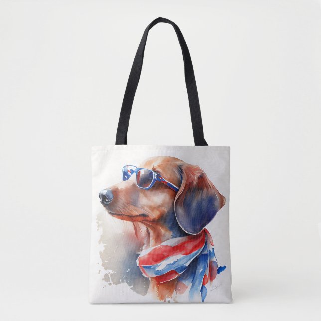 DACHSHUND 4 DE JULIO BOLSA DE TOTE (Anverso)