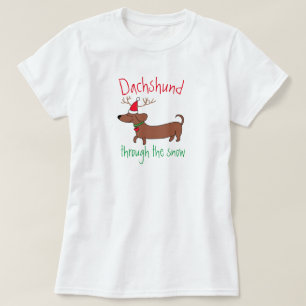 Dachshund a través de la camiseta de tamaño Snow B