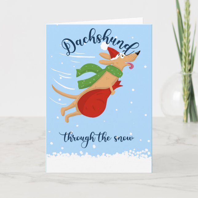 Dachshund A Través De La Tarjeta De Nieve (Anverso)