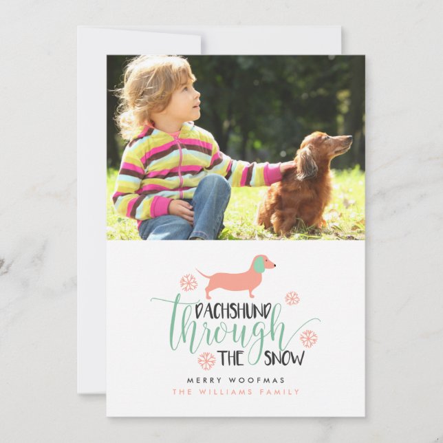 Dachshund a través de las tarjetas de fotos navide (Anverso)