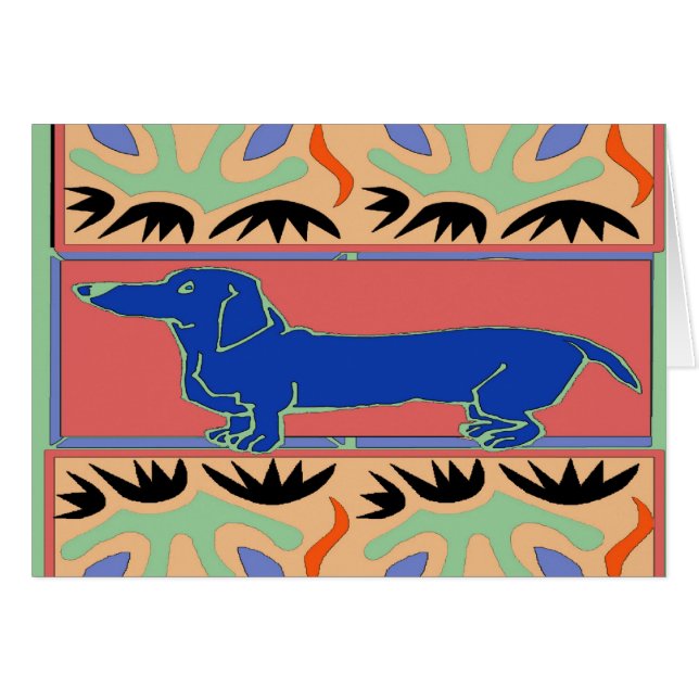 Dachshund azul Abstract Fauvismo (Anverso (Horizontal))