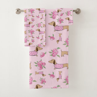 Dachshund Bath Toxie Set Doxie + Peonies Floral