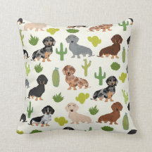 Dachshund cactus tiró almohada adorables perros di