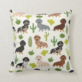 Dachshund cactus tiró almohada adorables perros di