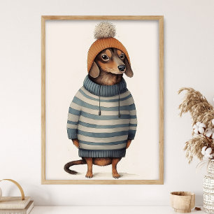 Dachshund con estado de ánimo invernal, decoración