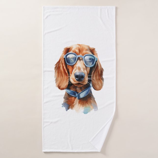 Dachshund con lentes de sol (Toalla de baño)