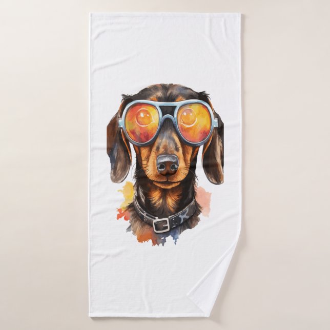 Dachshund con lentes de sol (Toalla de baño)