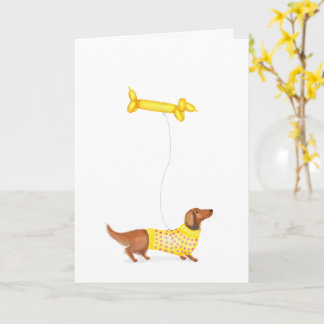 Dachshund con salchicha de globo de perro tarjeta 