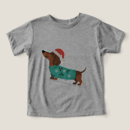 Dachshund con suéter de Navidad y sombrero de Sant