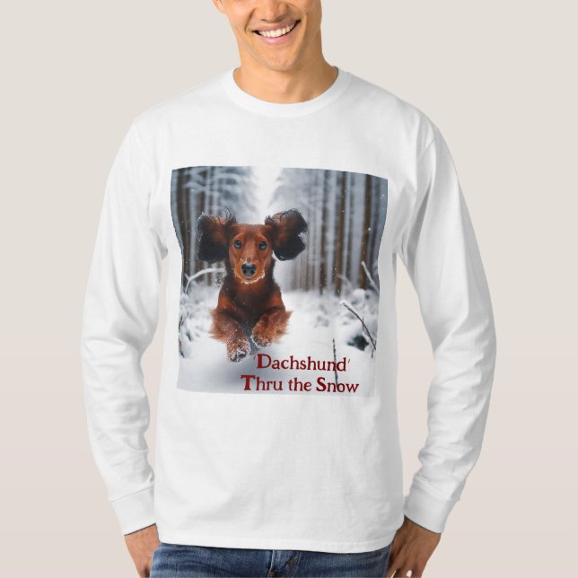 Dachshund cruza la camiseta de nieve (Anverso)