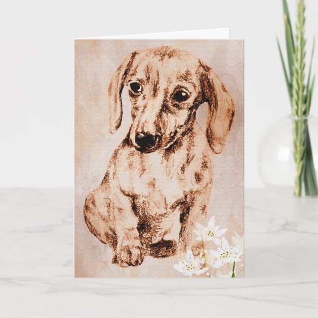 Dachshund de Brown y tarjeta de felicitación de (Anverso)