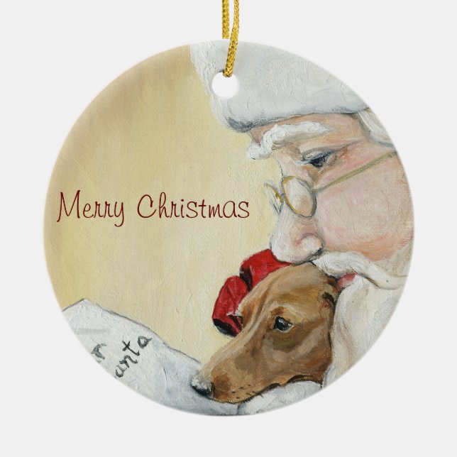 Dachshund de las Felices Navidad y ornamento del (Frente)