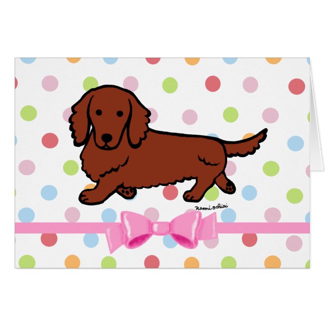 Dachshund de pelo largo rojo 1 (Anverso (Horizontal))