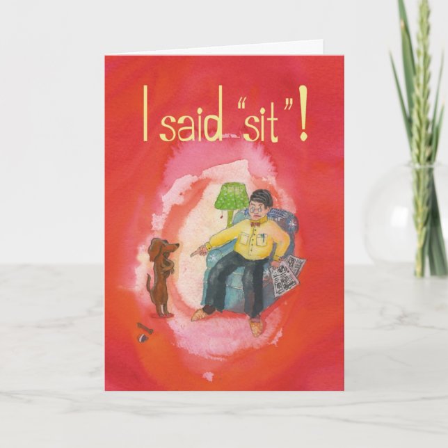 Dachshund de pie - Graciosa tarjeta de saludo (Anverso)