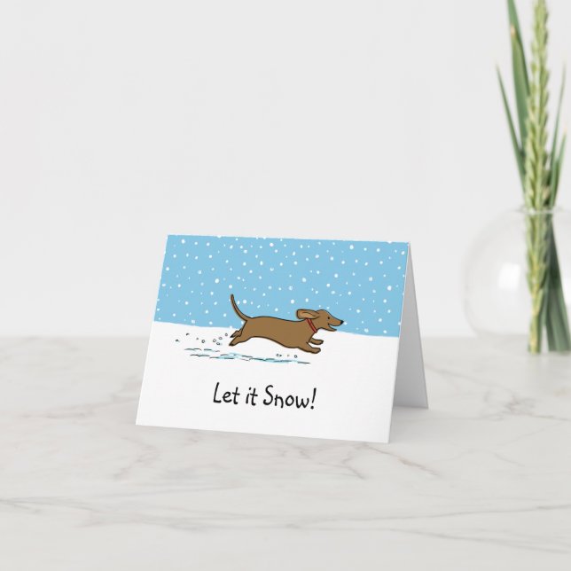Dachshund Deja que nieve - Feliz Navidad Perrito S (Anverso)