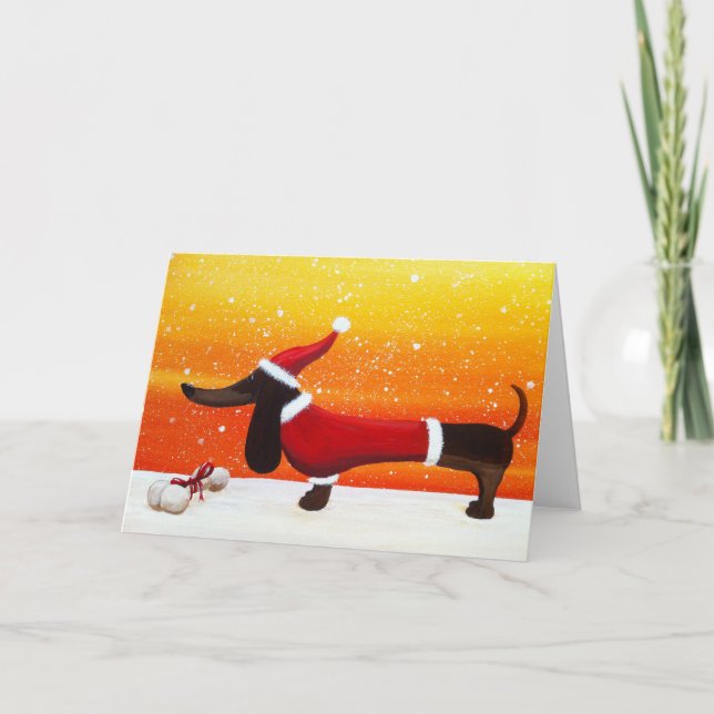Dachshund del día de fiesta y regalo del navidad (Anverso)