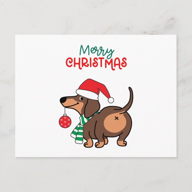 Dachshund Divertido Perro Bonito Feliz Navidad  (Anverso)