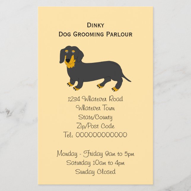 Dachshund Dog Design Dog Grooming Flyer (Frente)