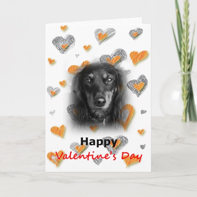 Dachshund Dog feliz tarjeta de corazones de San Va (Anverso)