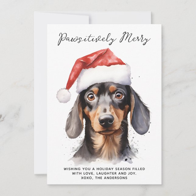 Dachshund Dog Personalizado Santa Merry Navidad (Anverso)