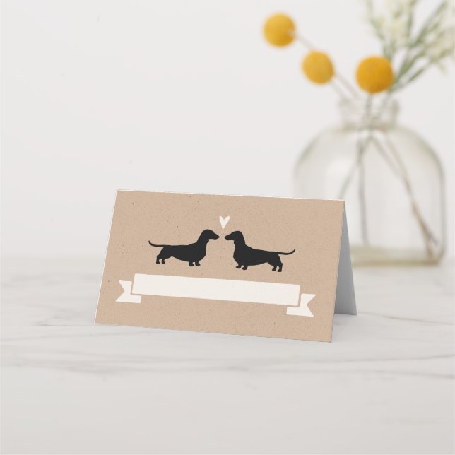 Dachshund Dog Silhouettes Boda Tarjetas de plaza (Anverso)
