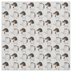 Dachshund e impresión Bobtail japonesa de la tela