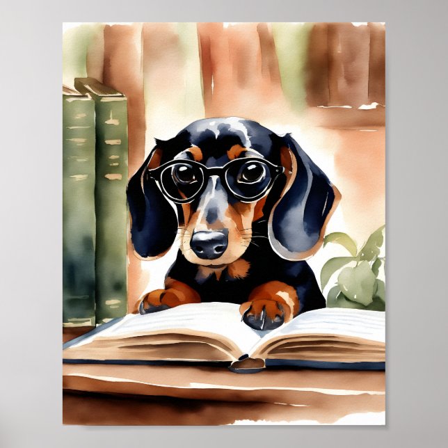 Dachshund en el arte acuarela (Frente)
