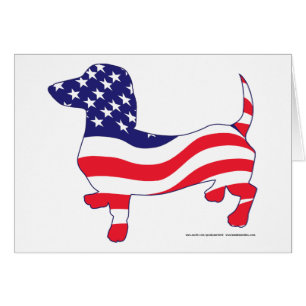 Dachshund en la bandera americana