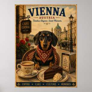 Dachshund en Viena Póster de viaje vintage