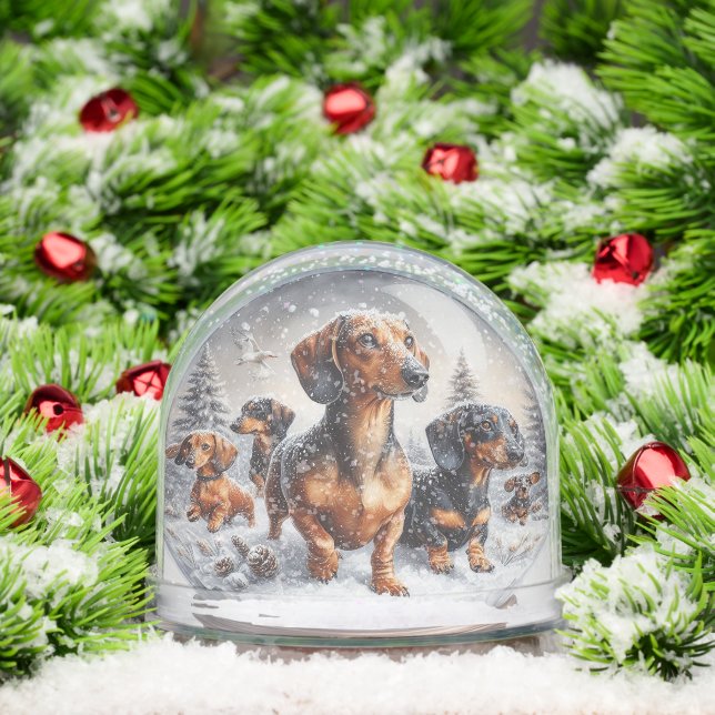 DACHSHUND FAMILY SNOW GLOBE (Navidad)