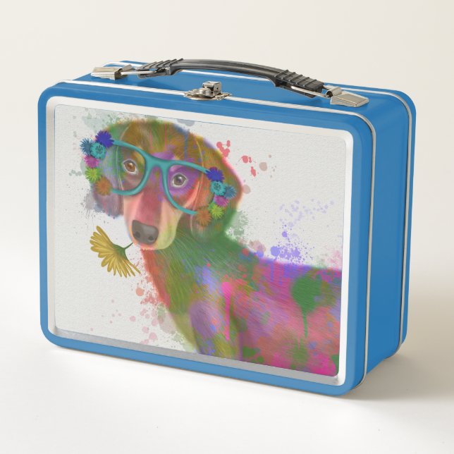 Dachshund & Glasses Splash Arcoiris (Anverso)