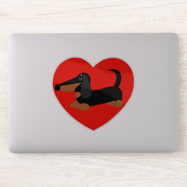 Dachshund Heart Vinyl Pegatina (Ordenador)