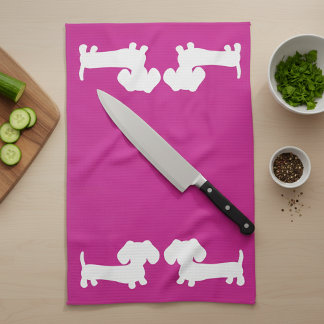 Dachshund Kitchen Dish Toalla Host Rosa Caliente